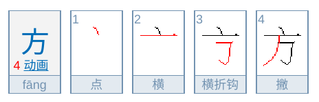 方の中国語の書き順、筆順